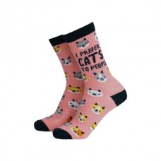 I Prefer Cats to People Bamboo Socks - Pink